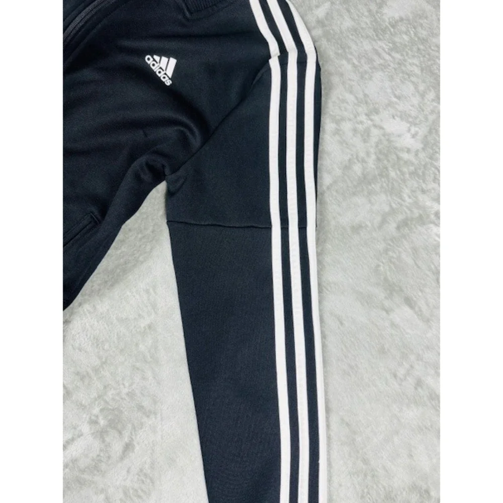 Adidas Track Jacket Womens Medium Black Full Zip 3-Stripe Athletic‎ Bomber Style